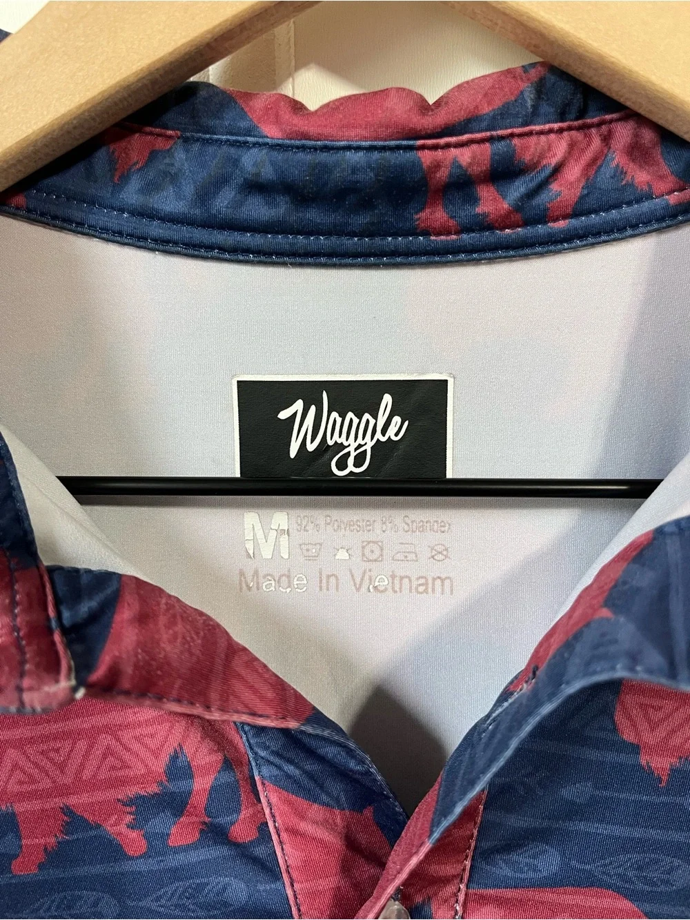 Waggle Buffalo Bison Polo Arrow and Feather Navy Background Men's M - Picture 2 of 6